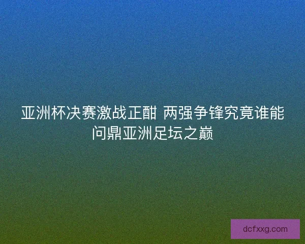 亚洲杯决赛激战正酣 两强争锋究竟谁能问鼎亚洲足坛之巅