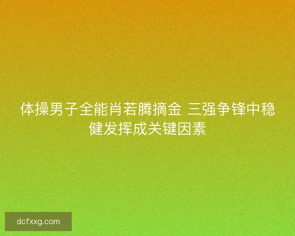 体操男子全能肖若腾摘金 三强争锋中稳健发挥成关键因素